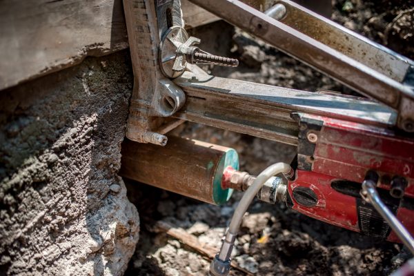 Concrete core drilling machine on construction site